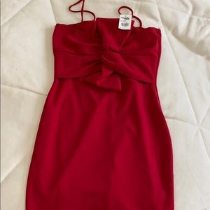 Red mini dress with bow